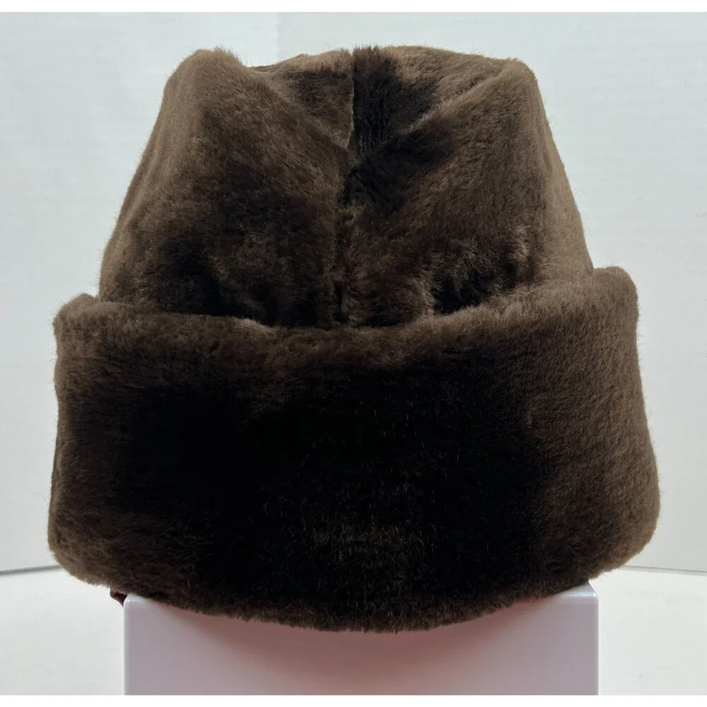 Vtg Large Country Gentleman Winter Faux Fur Trapper Ushanka Hat W/ Ear Coverings